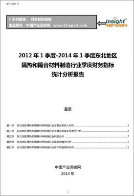 2012-2014年1季度东北地区隔热和隔音材料制造行业财务指标分析季报